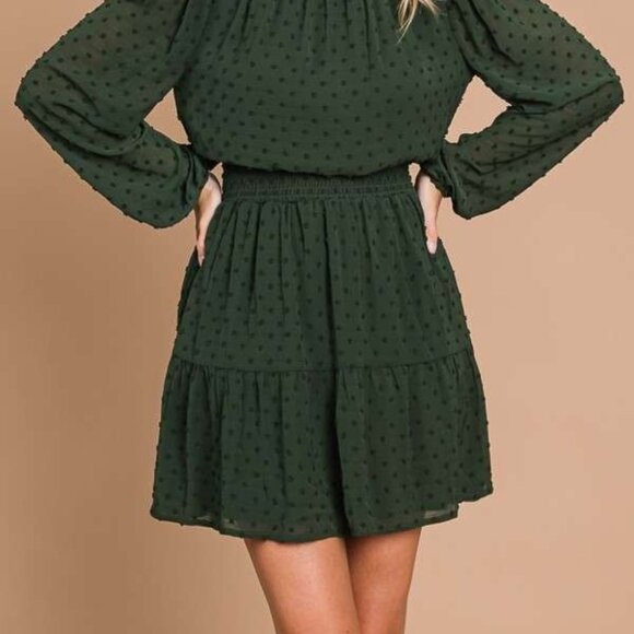 Culture Code Swiss Dot Smock Neck Mini Dress with Pockets - Picture 5 of 8